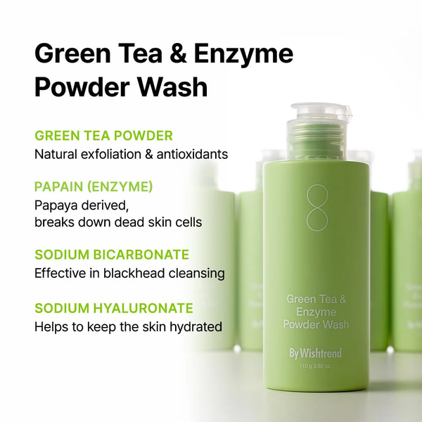 Green Tea & Enzyme Powder Wash 110g - By Wishtrend Malaysia