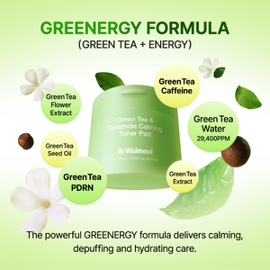 Green Tea & Ceramide Calming Toner Pad 190ml 70 pads - By Wishtrend Malaysia